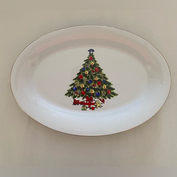 Vtg Christmas Tree Serving Platter - 14" Jian Shiang Seagull Fine China Holiday - Picture 1 of 6